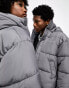 COLLUSION Unisex nylon puffer jacket with branding in charcoal