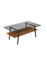 Modern Gray Glass Coffee Table with Black Metal Legs