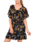 ფოტო #3 პროდუქტის Women's Floral-Print Short-Sleeve Tiered Dress