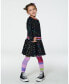 Little Girls Foil Black Printed Stars Dress - Toddler|Child