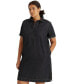 Фото #4 товара Women's Plus Size Short-Sleeve Denim Cotton Shift Dress