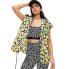 Women's Nylon Packable Yellow Poppy Short Sleeve Hooded Vest - DVF L