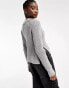 Weekday Halima open neck knitted jumper in grey melange