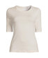 Фото #2 товара Petite Lightweight Jersey Skimming Elbow Sleeve Crew Neck T-shirt