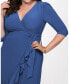 Фото #3 товара Women's Plus Size Whimsy Ruffled Midi Wrap Dress