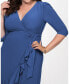 ფოტო #3 პროდუქტის Women's Plus Size Whimsy Ruffled Midi Wrap Dress