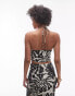 Topshop Tall Co-ord High neck satin halter suntop in mono fern smudge print Черный, 34 - фото #2