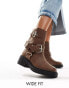 Фото #2 товара ASOS DESIGN Wide Fit Aim harness biker ankle boot in brown