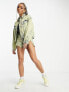 Signature 8 co-ord acid wash denim jacket in lime