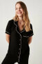 Your Fashion Style'dan Kadın Siyah Pijama Takımı Gömlek Yaka Düz