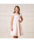 Girls' Cap Sleeve Special Occasion Sateen Flower Girl Dress with Embroidered Hem, Toddler