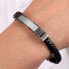 Modern leather bracelet with steel decoration Moody SQH31