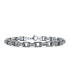 ფოტო #1 პროდუქტის Men's Unisex Thick Heavy Solid Byzantine Scroll Design Chunky Strong Rectangle Link Chain Bracelet Oxidized Sterling Silver Made in Turkey 7.5" Inch