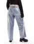 Фото #7 товара ASOS DESIGN Curve mid rise baggy boyfriend jean in metallic silver