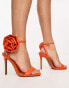 Фото #2 товара ASOS DESIGN Neva corsage barely there heeled sandals in orange