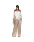 ფოტო #2 პროდუქტის Women's Long Tie Sleeve Rose Gold Shimmer Pleated Tuxedo Top