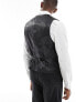 ASOS DESIGN skinny linen mix suit waistcoat in black