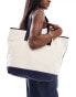 Фото #4 товара ASOS DESIGN canvas tote bag with contrast detail in navy blue