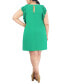 Фото #2 товара Plus Size Jewel-Neck Pleat-Sleeve Dress
