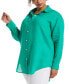 Plus Size Easy Linen Long Sleeve Button-Down Shirt