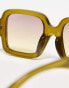 Фото #2 товара ASOS DESIGN chunky mid square sunglasses in crystal green