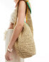 Фото #1 товара Accessorize knot detail straw tote bag with contrast piping