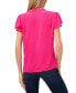 Women's Short Ruffled Sleeve Solid V-Neck Blouse