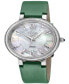 ფოტო #1 პროდუქტის Women's Genoa Green Leather Watch 36mm