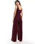 Фото #4 товара ASOS DESIGN drop waist soft touch jumpsuit in burgundy