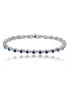Sapphire and White Diamond Tennis Bracelet with Round Cut Cubic Zirconia