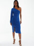 ფოტო #1 პროდუქტის Women's Royal Blue One Shoulder Ruched Dress