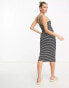 Фото #2 товара Urban Revivo stripe cami midi dress in black