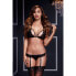 Black Lacy Bra Garter &amp; Open Crotch Panty One Size Baci Lingerie BW3101