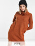 Only Petite roll neck mini knitted dress in rust