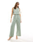 Nobody's Child Parker wide leg trouser co-ord in green pinstripe