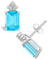 Blue Topaz (4 ct. t.w.) and Diamond (1/8 ct. t.w.) Stud Earrings in 14K Yellow Gold or 14K White Gold