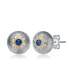 White Gold and 14K Gold Plated Colored Stud Cubic Zirconia Earrings