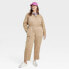 Women's Long Sleeve Button-Front Coveralls - Universal Thread Tan 30