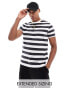 ASOS DESIGN stripe t-shirt in khaki and white