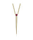 Фото #1 товара 14k Yellow Gold Plated with Emerald Cubic Zirconia Solitaire Spike Pendant Y-Necklace in Sterling Silver