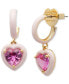 ფოტო #2 პროდუქტის Gold-Tone Color-Coated Stone Heart Charm Hoop Earrings
