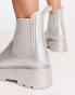 ASOS DESIGN Gadget chunky chelsea wellies in silver