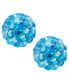 ფოტო #1 პროდუქტის Crystal 8mm Pave Earrings in Sterling Silver. Available in Clear, Blue, Light Blue or Multi