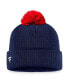 Фото #3 товара Men's Navy Columbus Blue Jackets Team Cuffed Knit Hat with Pom