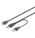 Deltaco USB 2.0 Hi-Speed Dual-Power Cable - black - 0.3 m - USB A - 2 x USB A - USB 2.0 - 480 Mbit/s - Black - фото #1