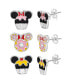 ფოტო #1 პროდუქტის Mickey and Minnie Mouse Fashion Stud Earring - Cupcakes and Donut, Silver/Pink - 3 pairs