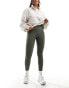 Фото #2 товара In The Style high waisted ribbed leggings in khaki