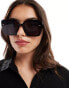 Stradivarius oversized square sunglasses in black