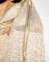 Starlet embellished sequin playsuit with cape in gold