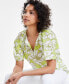 Фото #3 товара Women's Floral-Print Puff-Sleeve Blouse